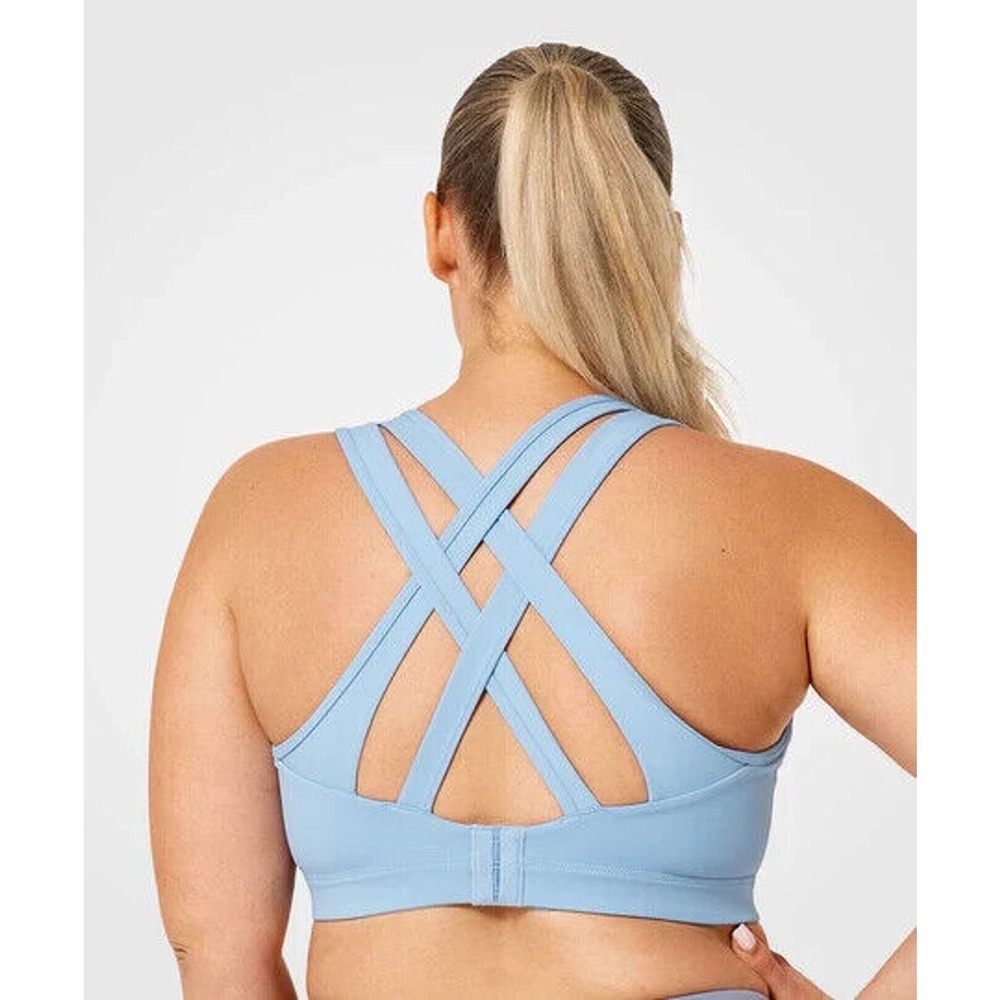 ✨2/$20 Yvette Power Cross Back Padded Sports Bra Light Blue Size Medium 6 H14336 - Picture 11 of 16